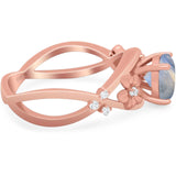 Art Deco Round Natural Stone Flower Ring