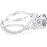 Art Deco Round Natural Stone Flower Ring