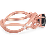 Art Deco Round Natural Stone Flower Ring