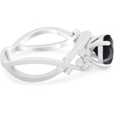 Art Deco Round Natural Stone Flower Ring