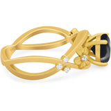 Art Deco Round Natural Stone Flower Ring