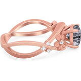 Art Deco Round Natural Stone Flower Ring