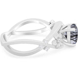 Art Deco Round Natural Stone Flower Ring