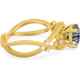 Art Deco Round Natural Stone Flower Ring