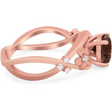 Art Deco Round Natural Stone Flower Ring