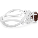 Art Deco Round Natural Stone Flower Ring