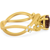 Art Deco Round Natural Stone Flower Ring