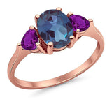 Three Stone Oval Natural Stone Trio Ring
