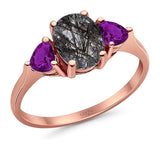 Three Stone Oval Natural Stone Trio Ring