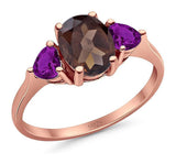 Three Stone Oval Natural Stone Trio Ring