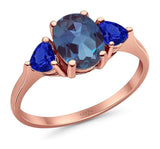 Three Stone Oval Natural Stone Trio Ring