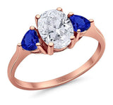 Three Stone Oval Natural Stone Trio Ring