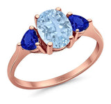 Three Stone Oval Natural Stone Trio Ring