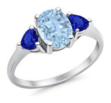 Three Stone Oval Natural Stone Trio Ring