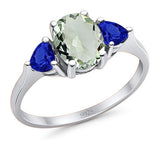 Three Stone Oval Natural Stone Trio Ring