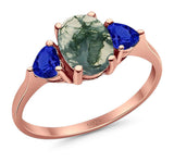Three Stone Oval Natural Stone Trio Ring