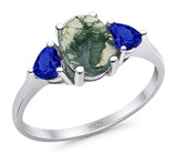 Three Stone Oval Natural Stone Trio Ring