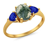 Three Stone Oval Natural Stone Trio Ring