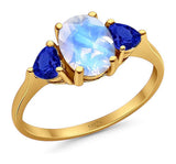 Three Stone Oval Natural Stone Trio Ring