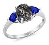 Three Stone Oval Natural Stone Trio Ring