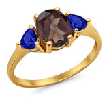 Three Stone Oval Natural Stone Trio Ring