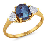 Three Stone Oval Natural Stone Trio Ring