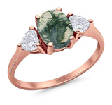 Three Stone Oval Natural Stone Trio Ring