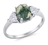 Three Stone Oval Natural Stone Trio Ring