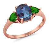 Three Stone Oval Natural Stone Trio Ring