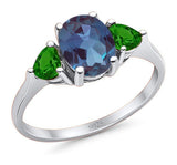 Three Stone Oval Natural Stone Trio Ring