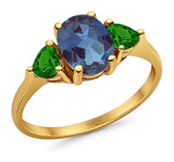 Three Stone Oval Natural Stone Trio Ring