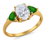 Three Stone Oval Natural Stone Trio Ring