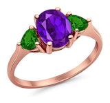 Three Stone Oval Natural Stone Trio Ring