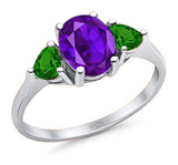 Three Stone Oval Natural Stone Trio Ring