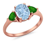 Three Stone Oval Natural Stone Trio Ring