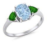 Three Stone Oval Natural Stone Trio Ring