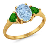 Three Stone Oval Natural Stone Trio Ring