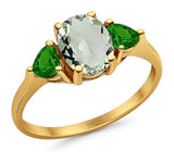 Three Stone Oval Natural Stone Trio Ring