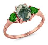 Three Stone Oval Natural Stone Trio Ring