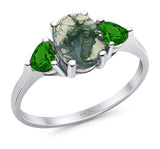 Three Stone Oval Natural Stone Trio Ring