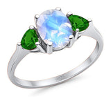 Three Stone Oval Natural Stone Trio Ring