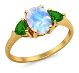 Three Stone Oval Natural Stone Trio Ring