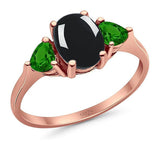 Three Stone Oval Natural Stone Trio Ring