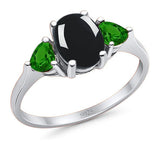 Three Stone Oval Natural Stone Trio Ring