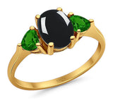 Three Stone Oval Natural Stone Trio Ring