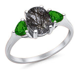 Three Stone Oval Natural Stone Trio Ring
