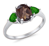 Three Stone Oval Natural Stone Trio Ring