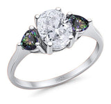 Three Stone Oval Natural Stone Trio Ring