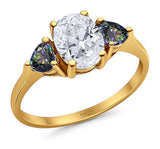 Three Stone Oval Natural Stone Trio Ring