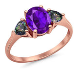 Three Stone Oval Natural Stone Trio Ring